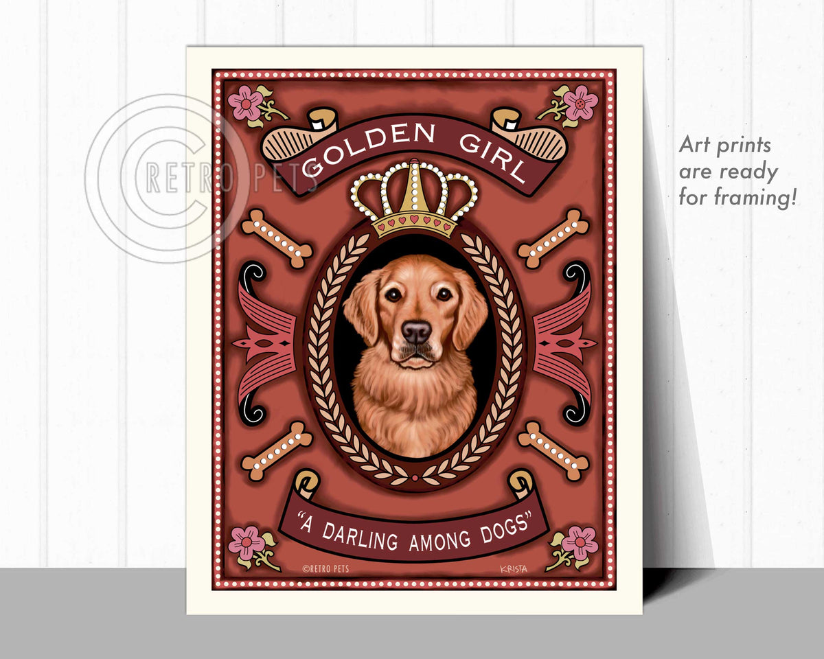 Golden Retriever Art "Golden Girl - A Darling Among Dogs" Art Print by Krista Brooks