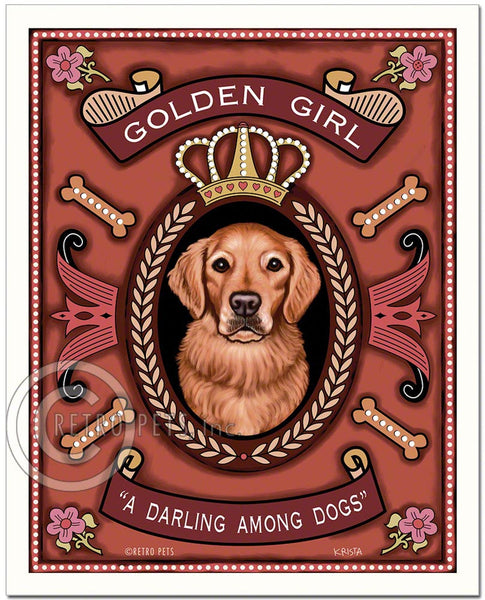 Golden Retriever Art "Golden Girl - A Darling Among Dogs" Art Print by Krista Brooks