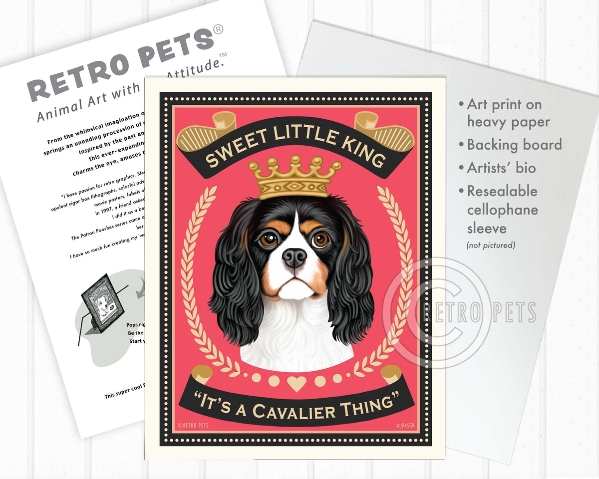 Cavalier King Charles Spaniel Wall Art | Retro Pets Art