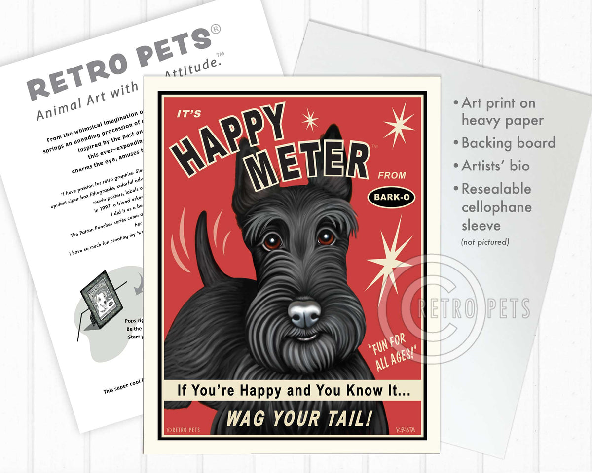 Scottish Terrier Art "Happy Meter" Art Print by Krista Brooks