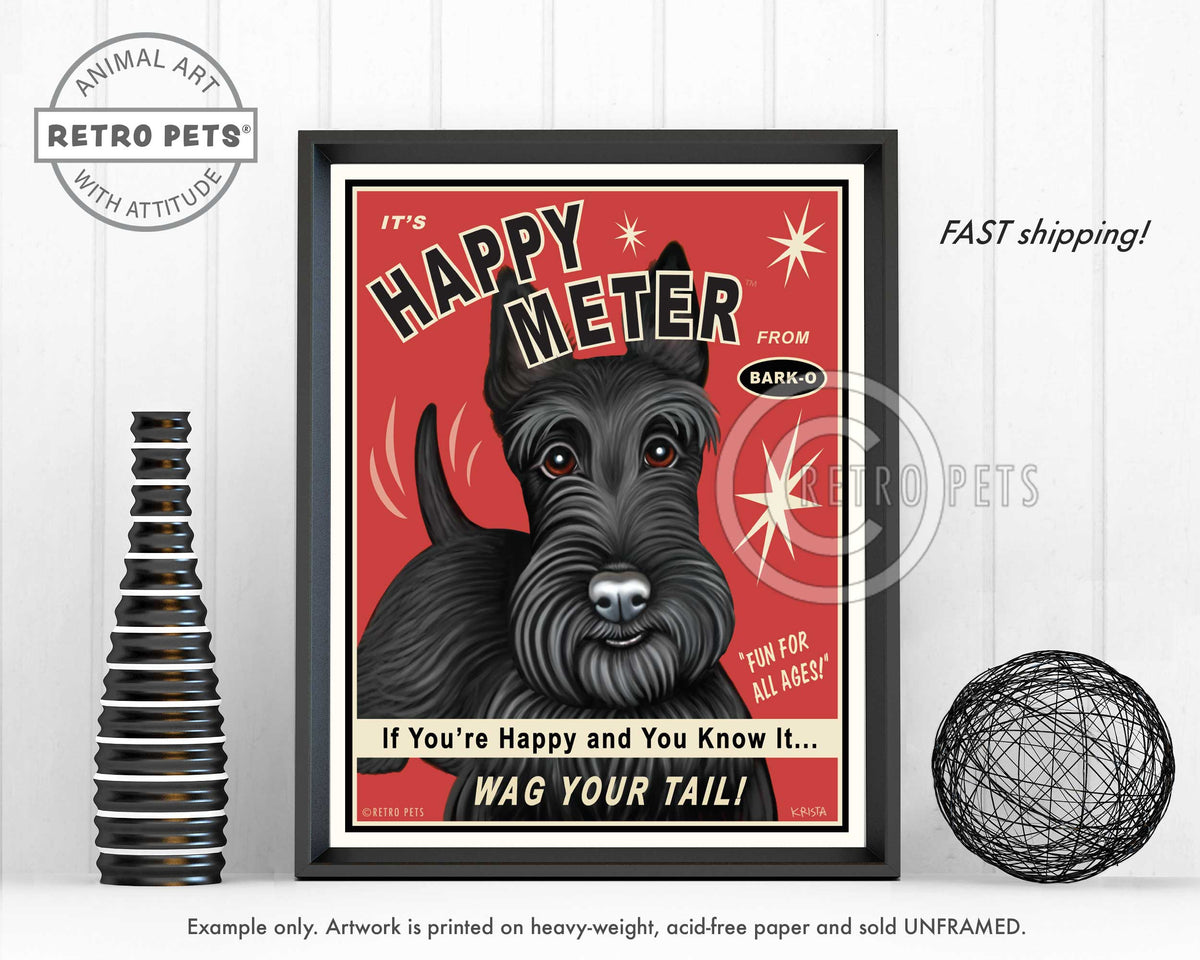 Scottish Terrier Art "Happy Meter" Art Print by Krista Brooks