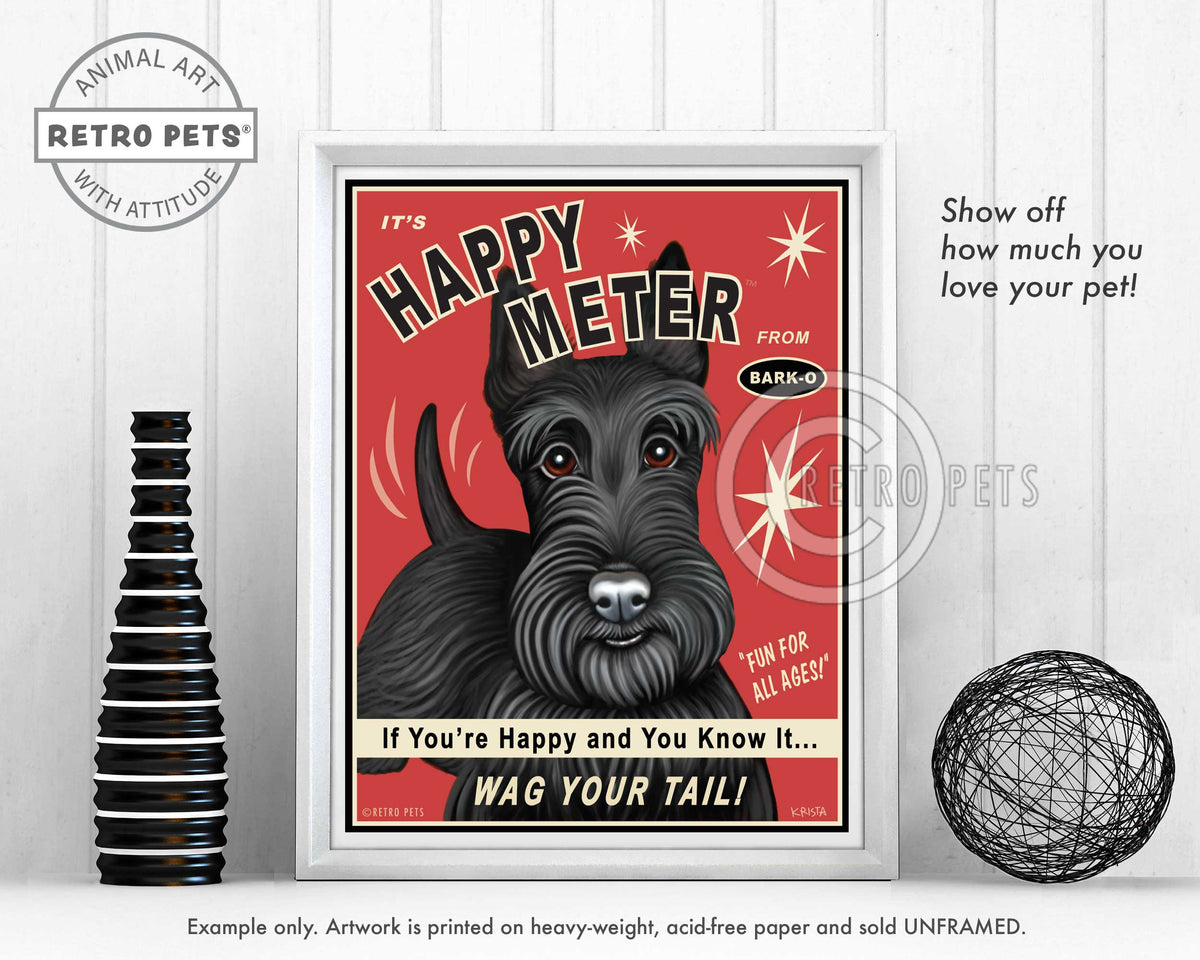 Scottish Terrier Art "Happy Meter" Art Print by Krista Brooks