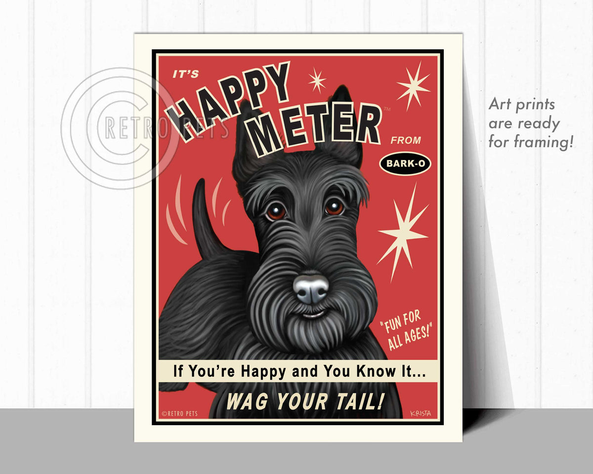 Scottish Terrier Art "Happy Meter" Art Print by Krista Brooks