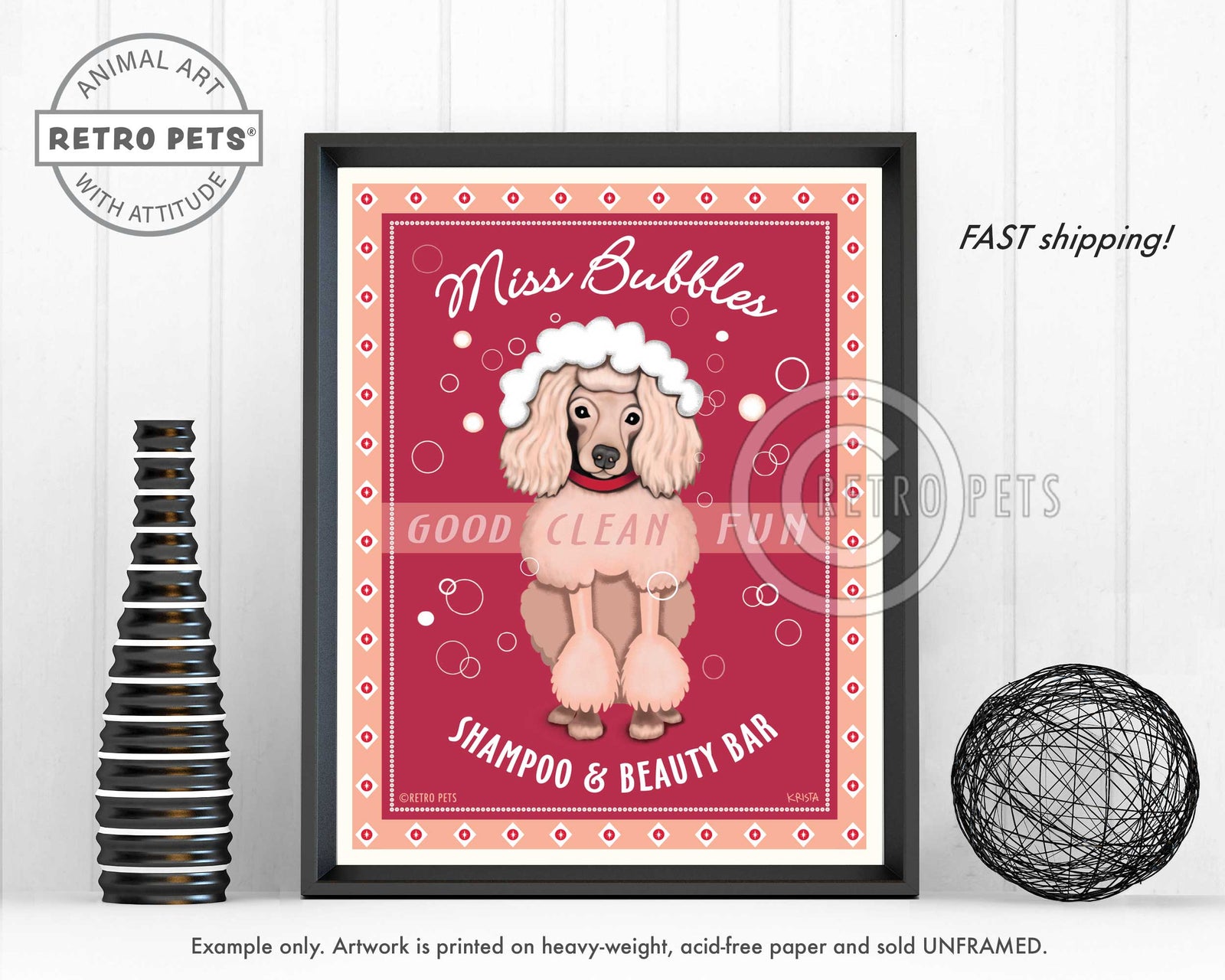 Poodle Art "Miss Bubbles" Art Print by Krista Brooks