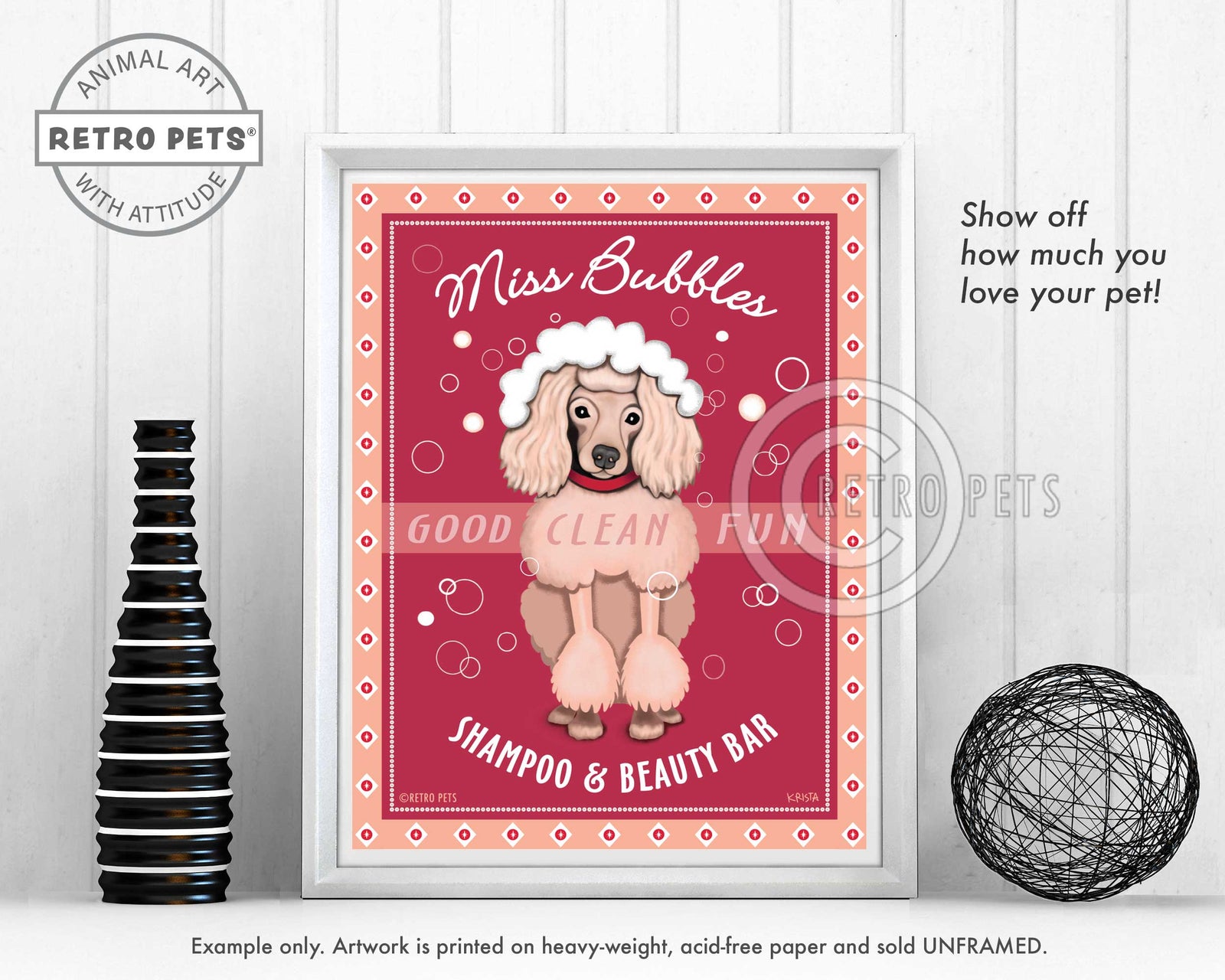 Poodle Art "Miss Bubbles" Art Print by Krista Brooks