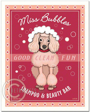 Pink Poodle Art "Miss Bubbles" Art Print by Krista Brooks