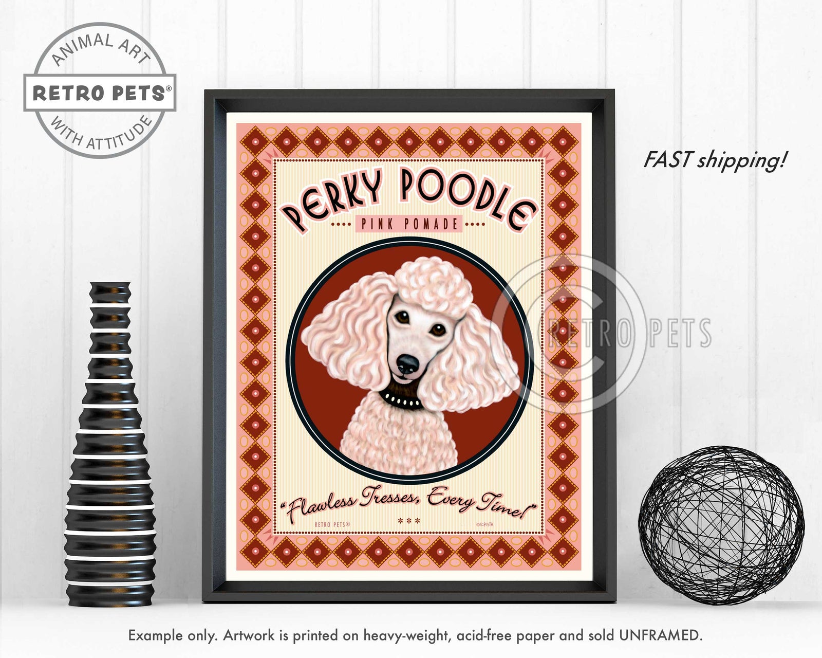 Poodle Art "Perky Poodle Pommade" Art Print by Krista Brooks