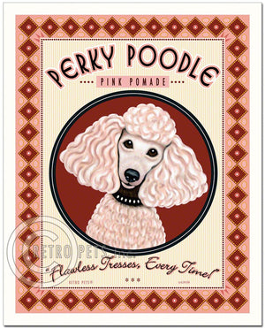 Pink Poodle Art "Perky Poodle Pommade" Art Print by Krista Brooks