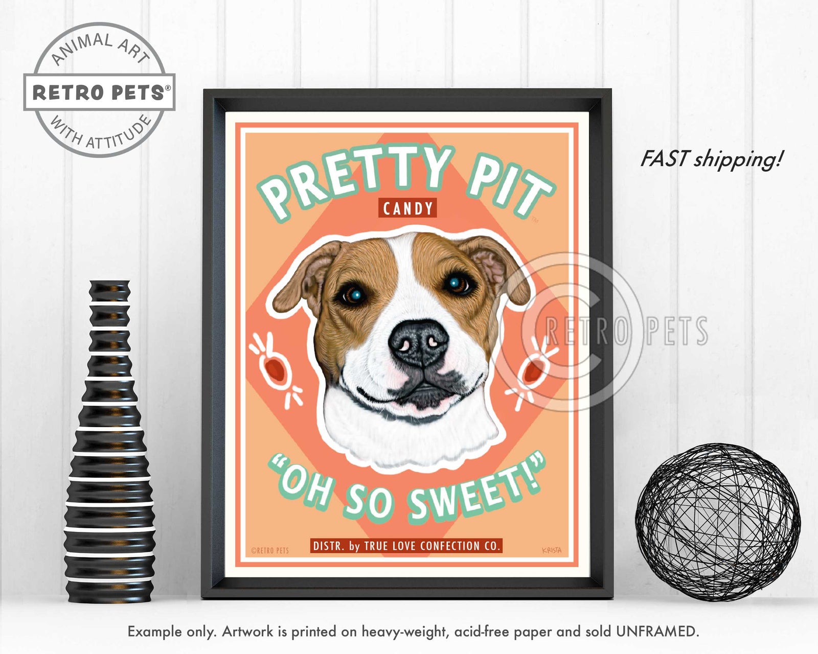 Pitbull Terrier Art "Pretty Pit Candy" Art Print by Krista Brooks