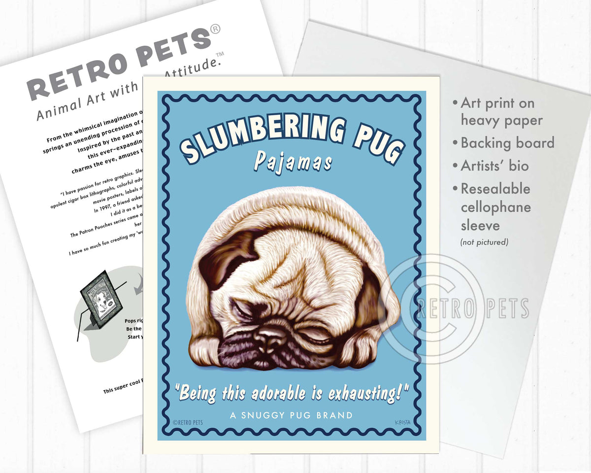 Pug Art "Slumbering Pug" Art Print by Krista Brooks