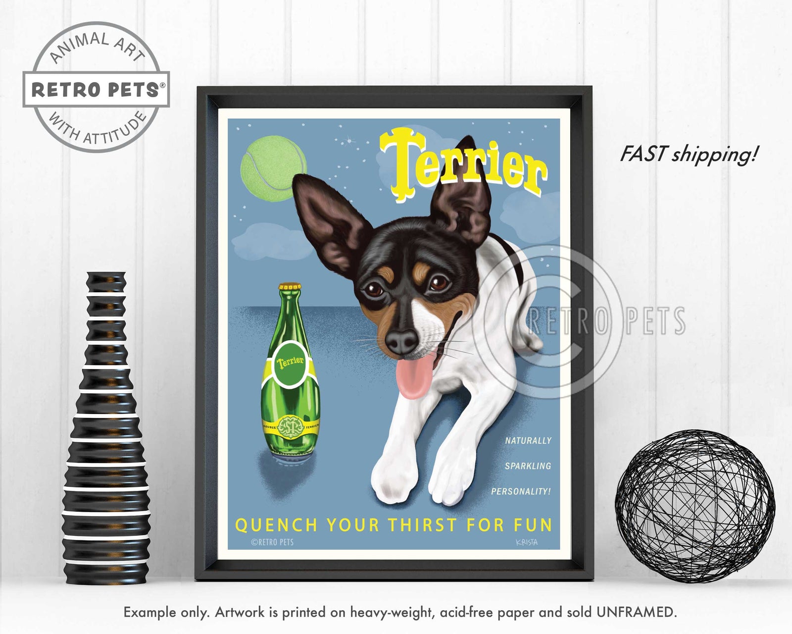 Rat Terrier "Terrier" Art Print by Krista Brooks