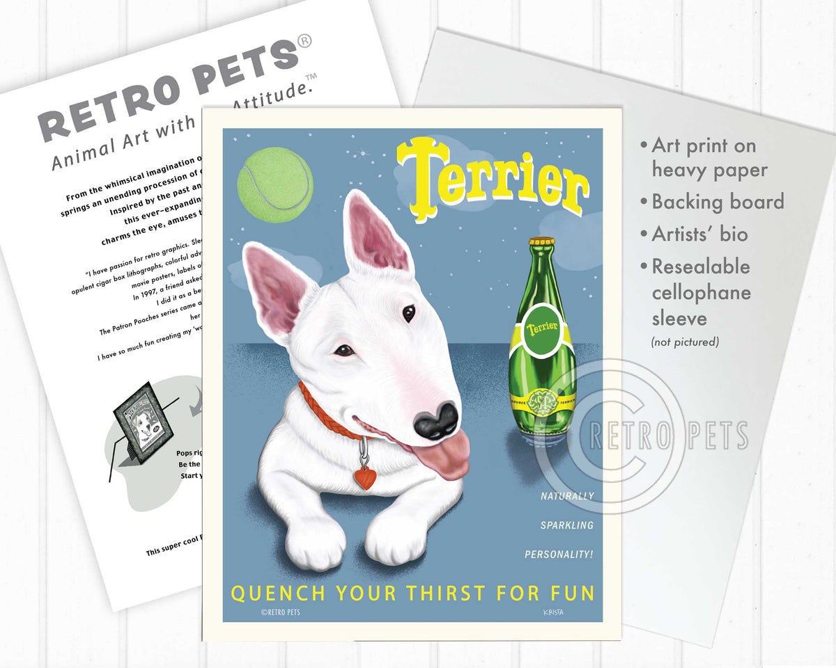 Bull Terrier Art "Terrier" Art Print by Krista Brooks | Retro Pets Art