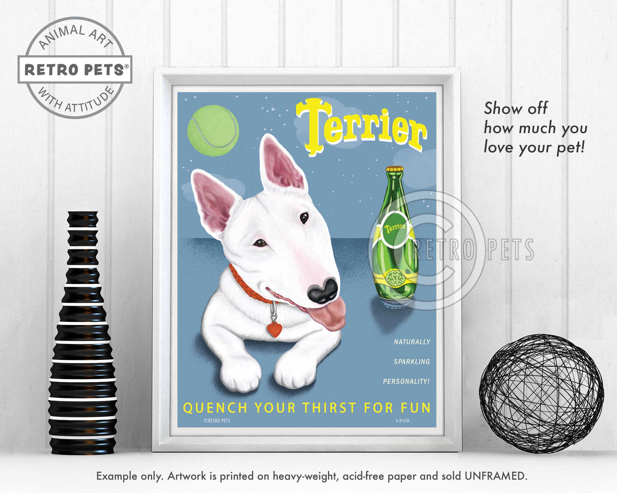 Bull Terrier Art "Terrier" Art Print by Krista Brooks | Retro Pets Art