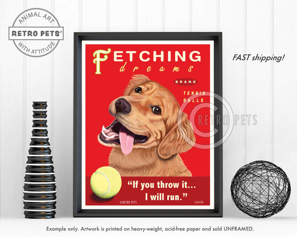 Fetching Dreams Retriever Art | Fetching Dreams Art | Retro Pets Art