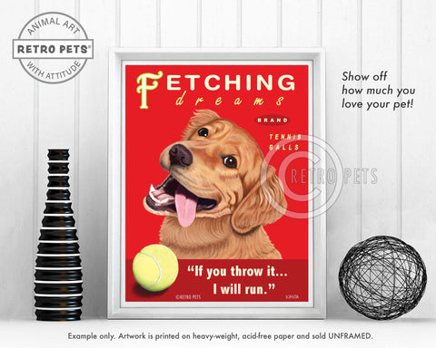 Fetching Dreams Retriever Art | Fetching Dreams Art | Retro Pets Art