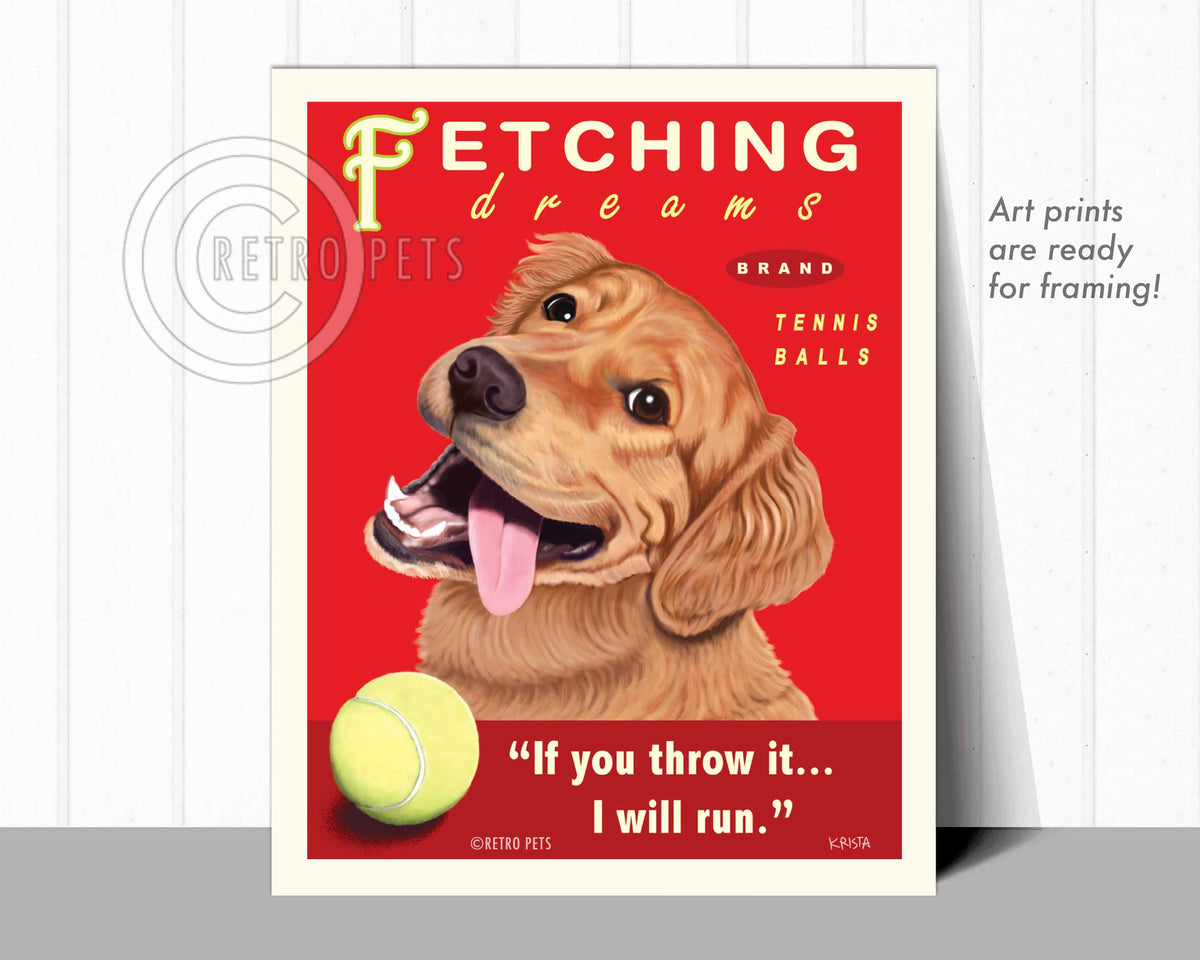 Fetching Dreams Retriever Art | Fetching Dreams Art | Retro Pets Art