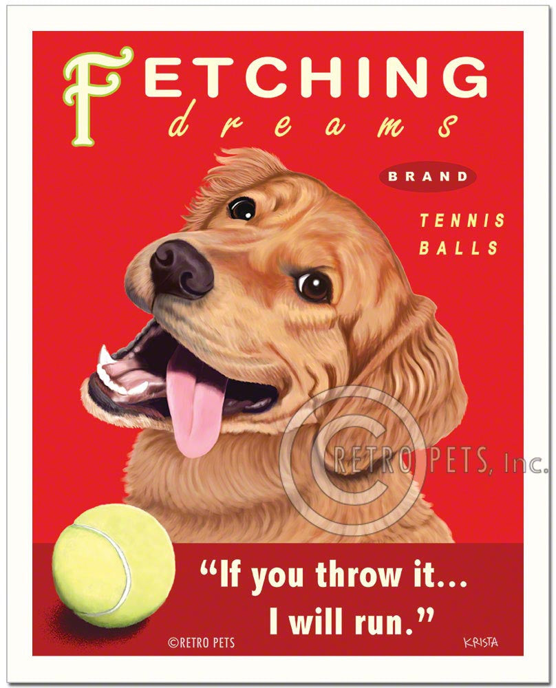 Fetching Dreams Retriever Art | Fetching Dreams Art | Retro Pets Art