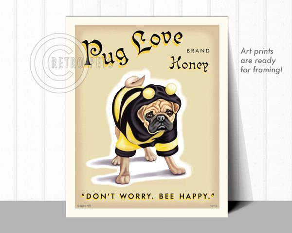 Pug Art "Pug Love Honey" Art Print by Krista Brooks