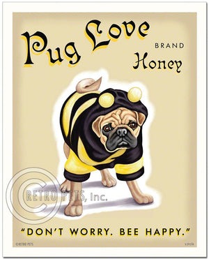 Fawn Pug Art "Pug Love Honey" Art Print by Krista Brooks