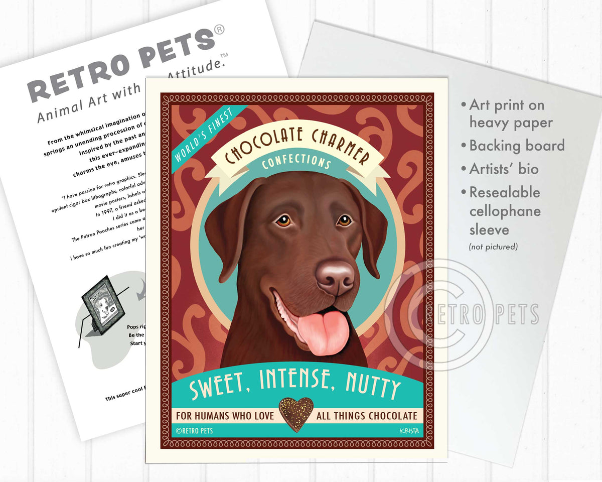 Labrador Retriever Art "Chocolate Charmer" Art Print by Krista Brooks