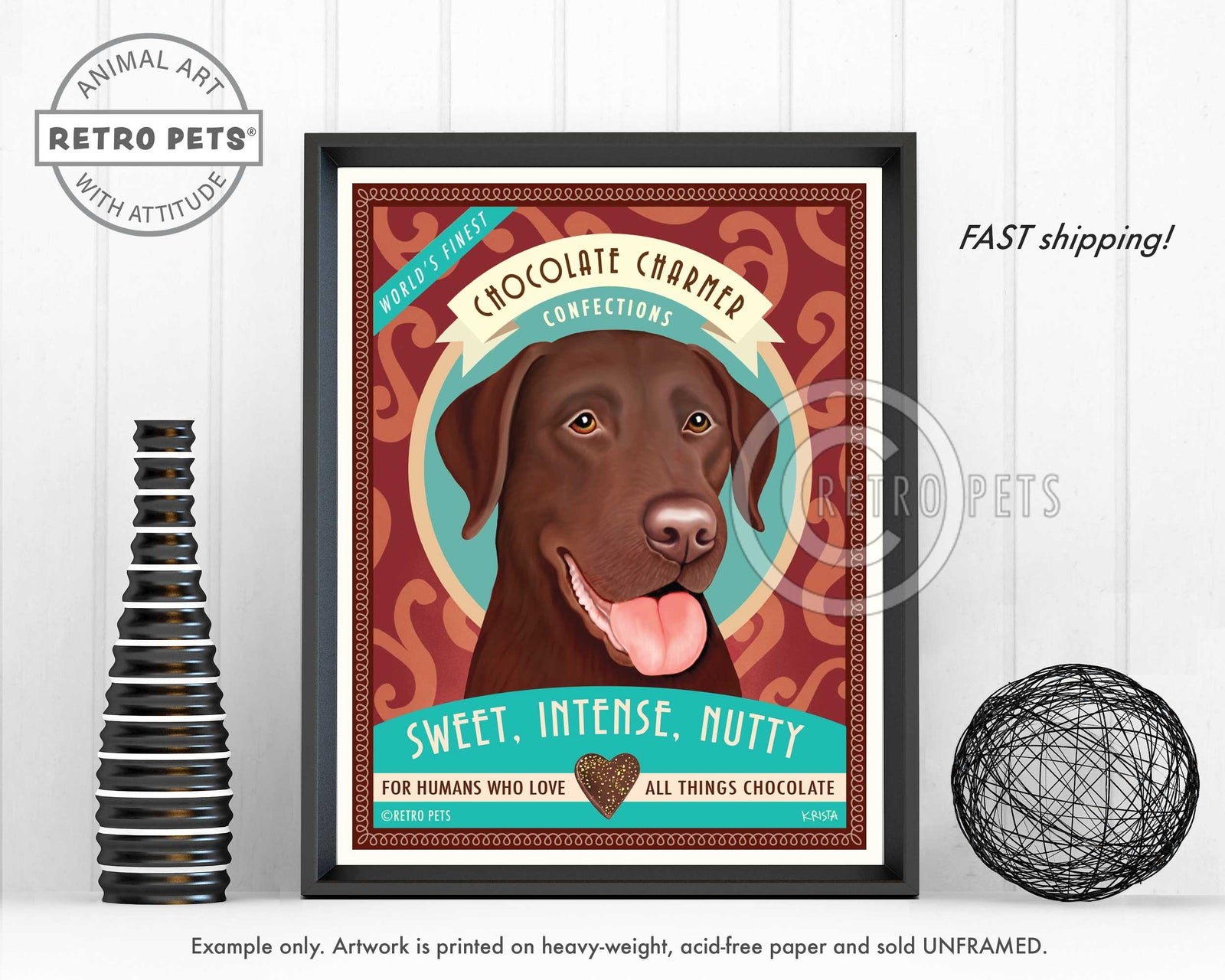 Labrador Retriever Art "Chocolate Charmer" Art Print by Krista Brooks