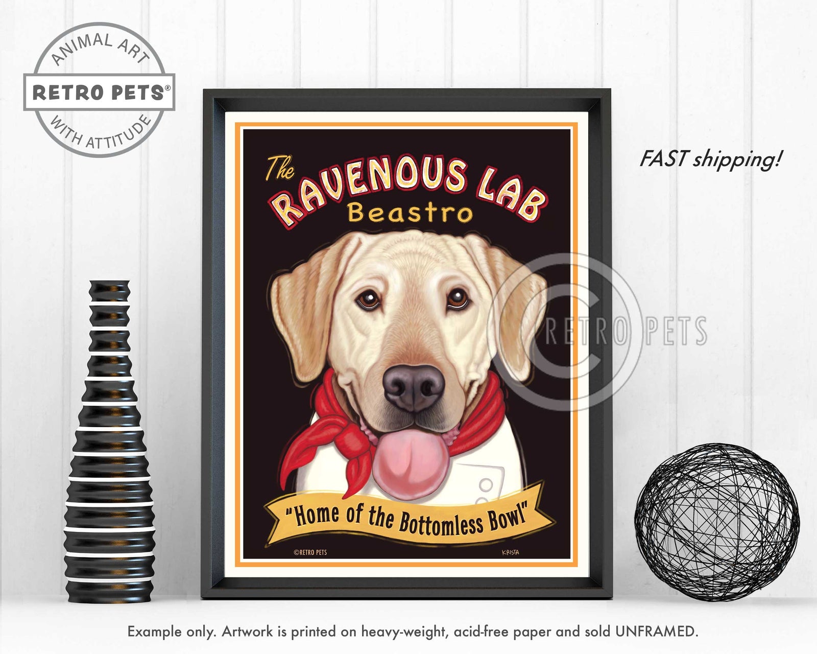 Labrador Retriever Art "Ravenous Lab" Art Print by Krista Brooks