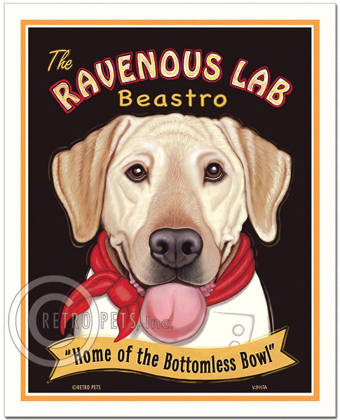 Yellow Labrador Art "Ravenous Lab" Art Print by Krista Brooks