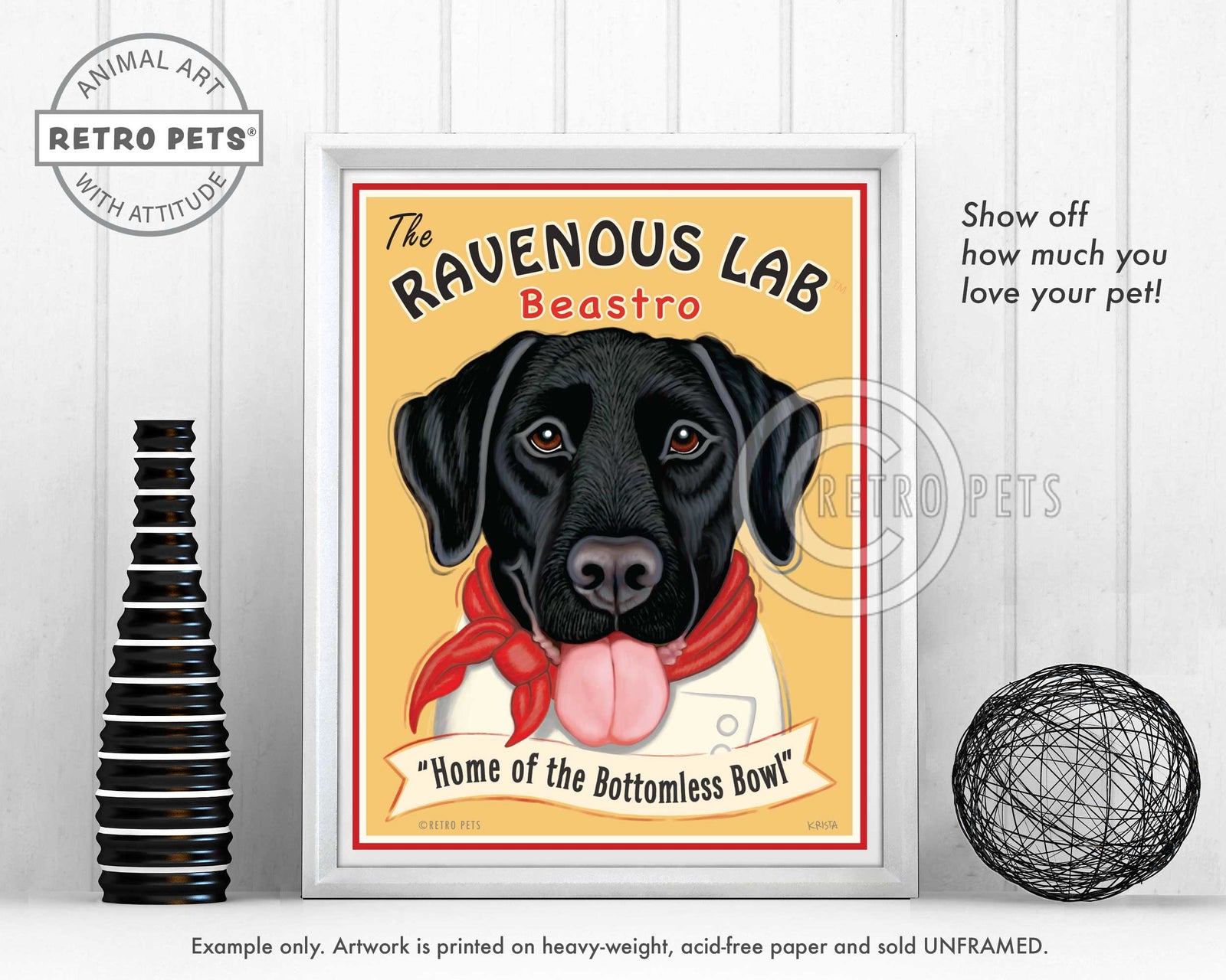 Labrador Retriever Art "Ravenous Lab" Art Print by Krista Brooks