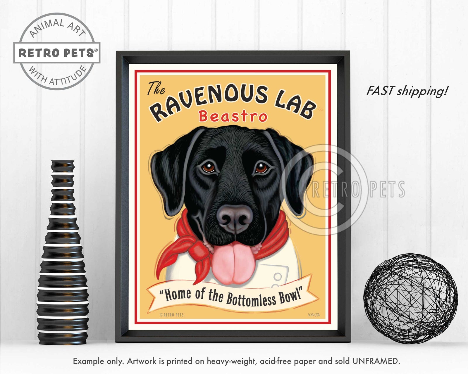 Labrador Retriever Art "Ravenous Lab" Art Print by Krista Brooks