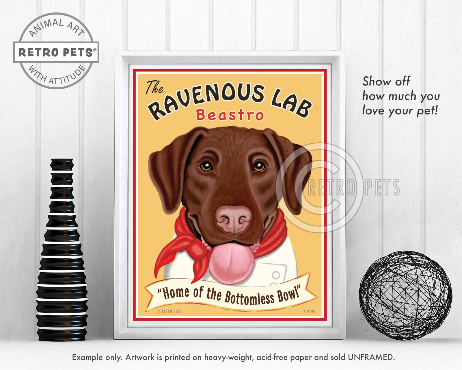 Labrador Retriever Art "Ravenous Lab" Art Print by Krista Brooks