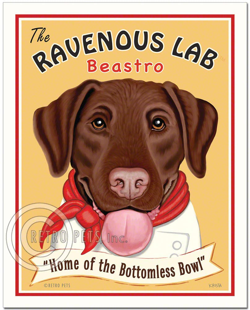 Chocolate Labrador Art "Ravenous Lab" Art Print by Krista Brooks
