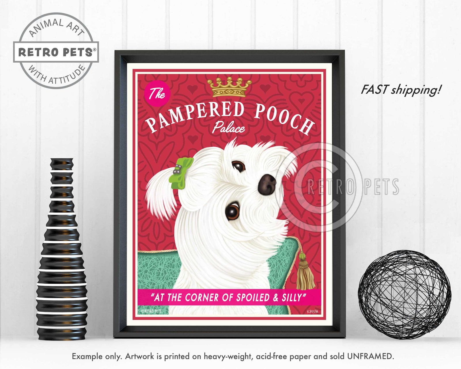 Maltese Art "Pampered Pooch" Art Print by Krista Brooks