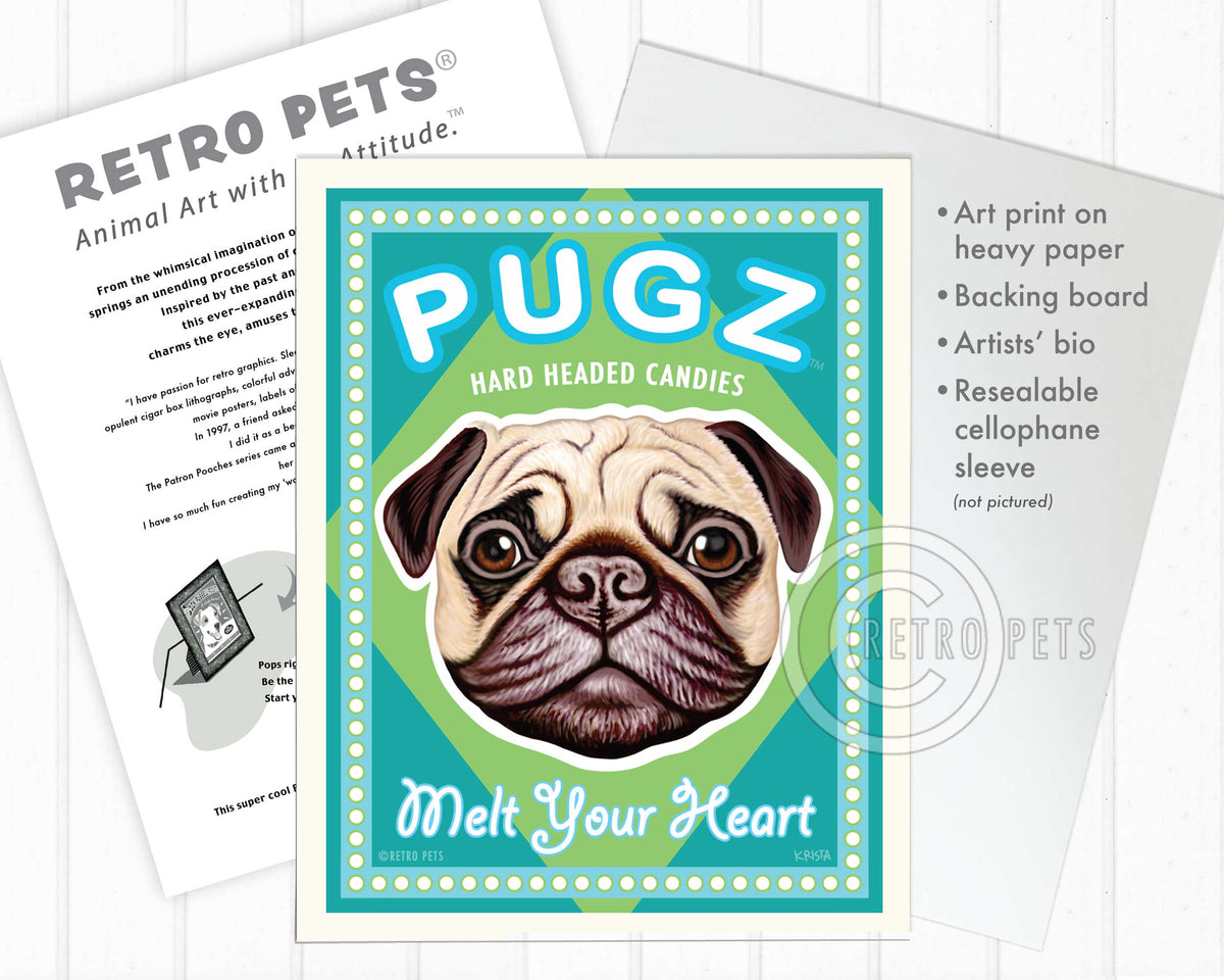 Pug Art "PUGZ Candy" Art Print by Krista Brooks