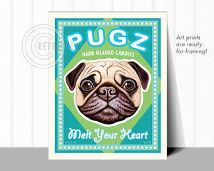 Pug Art "PUGZ Candy" Art Print by Krista Brooks