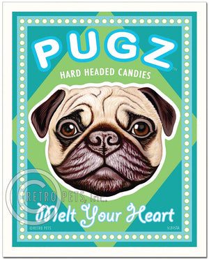 Fawn Pug Art "PUGZ Candy" Art Print by Krista Brooks