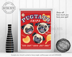 Pugtato Chips Pug Art | Pugtato Chips Pug | Retro Pets Art