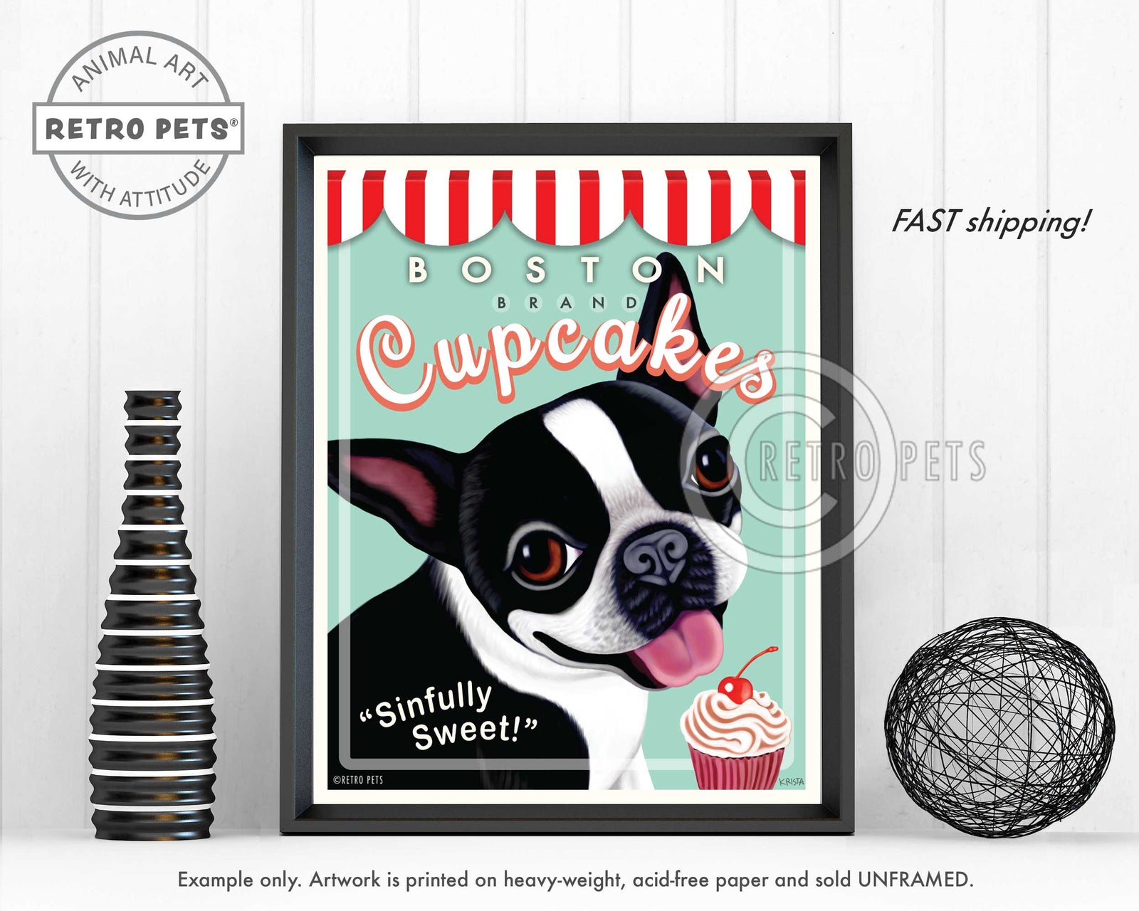 Boston Brand Cupcakes Art | Boston Cupcakes Art | Retro Pets Art