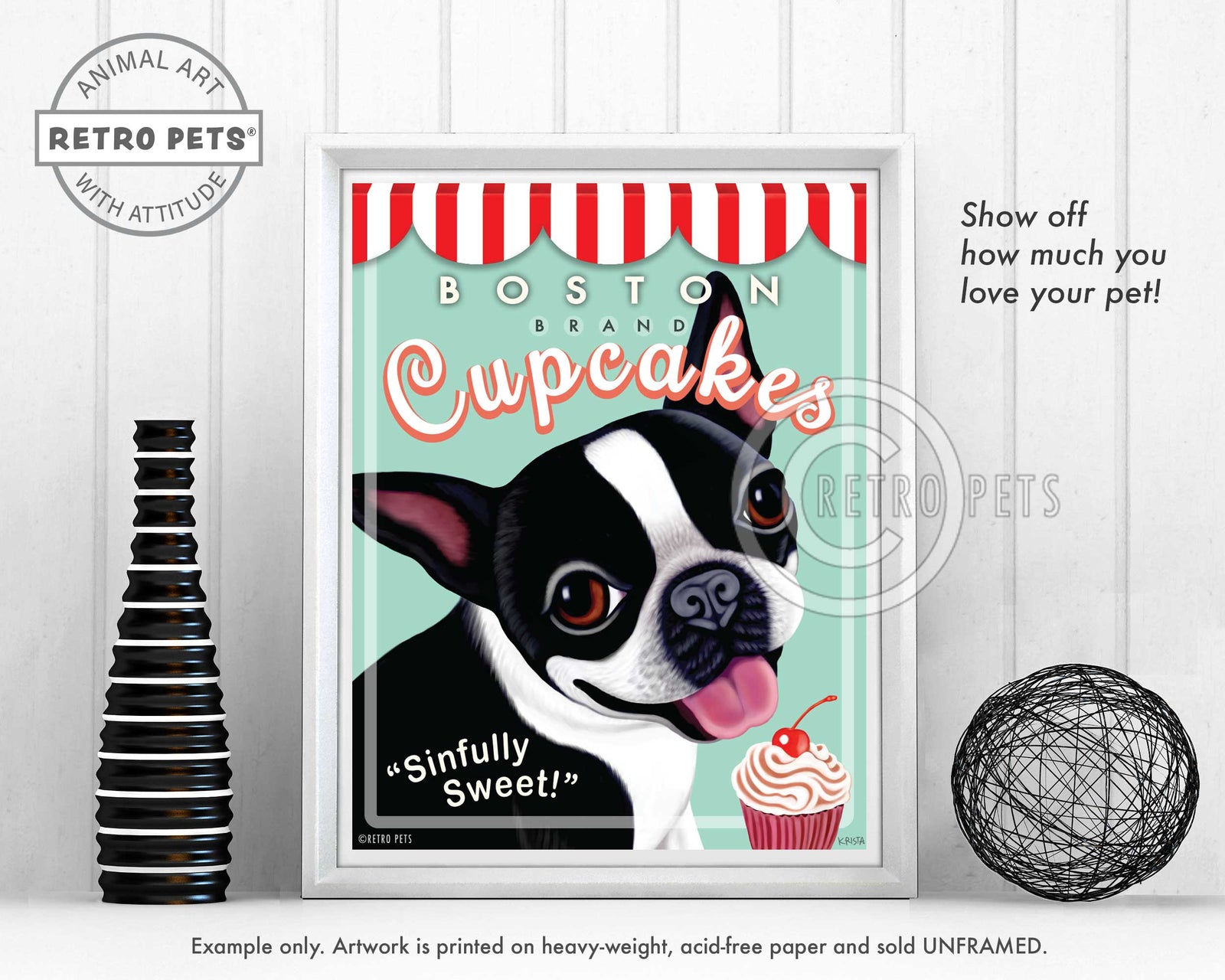 Boston Brand Cupcakes Art | Boston Cupcakes Art | Retro Pets Art