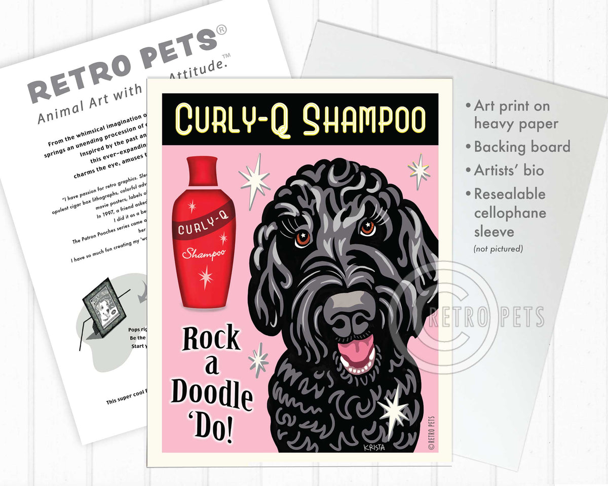 Rock a Doodle Do Black Doodle Art | Black Doodle Art | Retro Pets Art