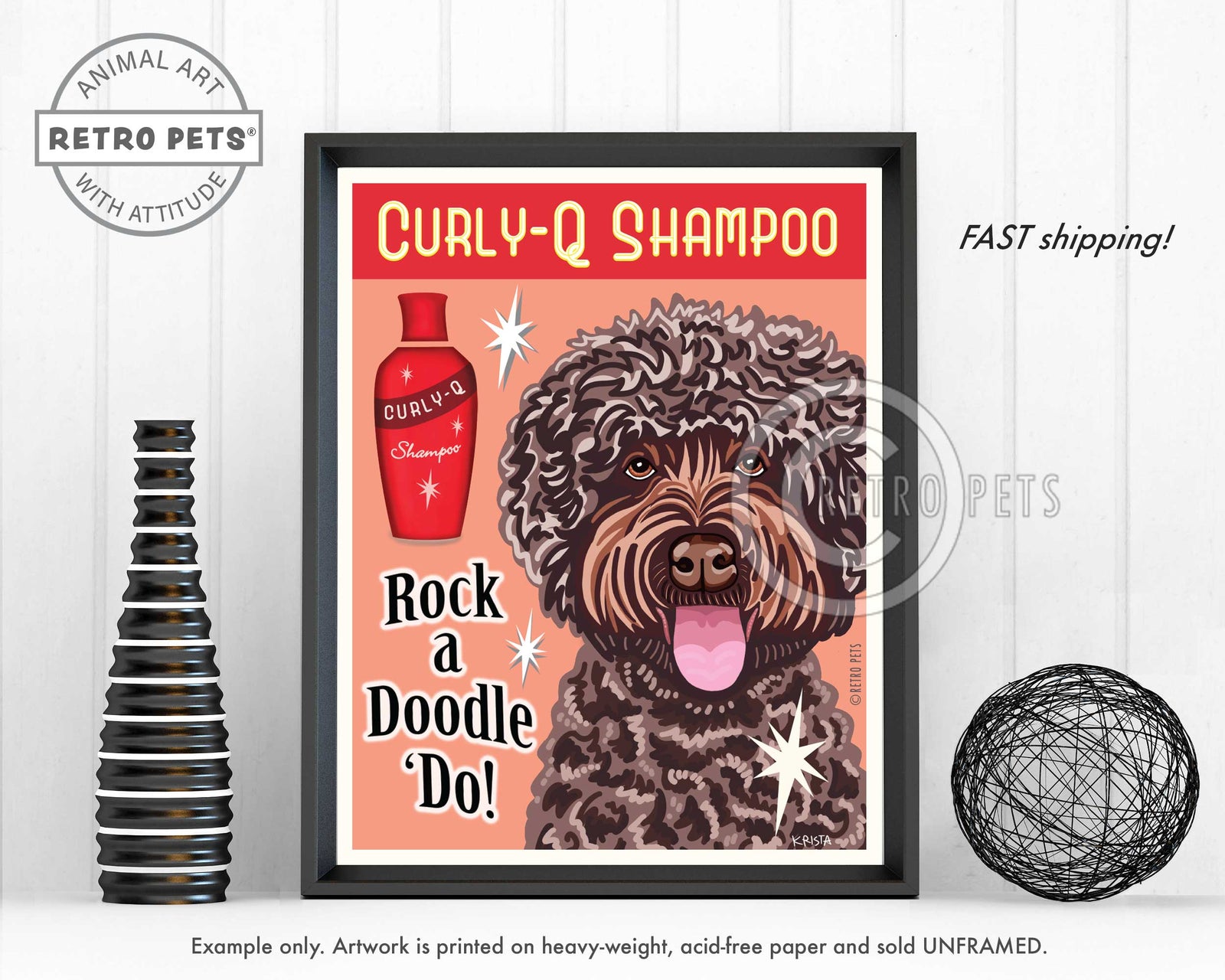 Labradoodle Art "Rock a Doodle 'Do!" Lavender Doodle Art Print by Krista Brooks