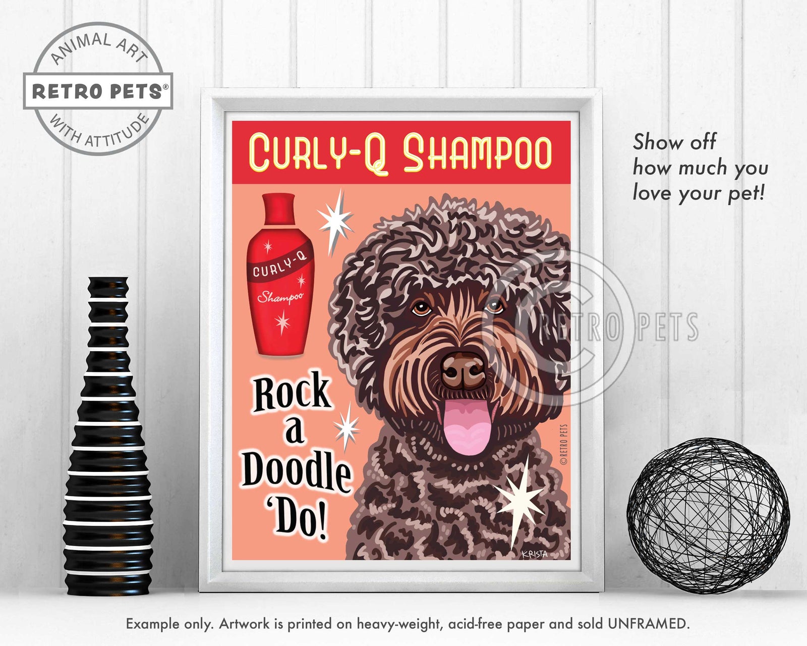 Labradoodle Art "Rock a Doodle 'Do!" Lavender Doodle Art Print by Krista Brooks