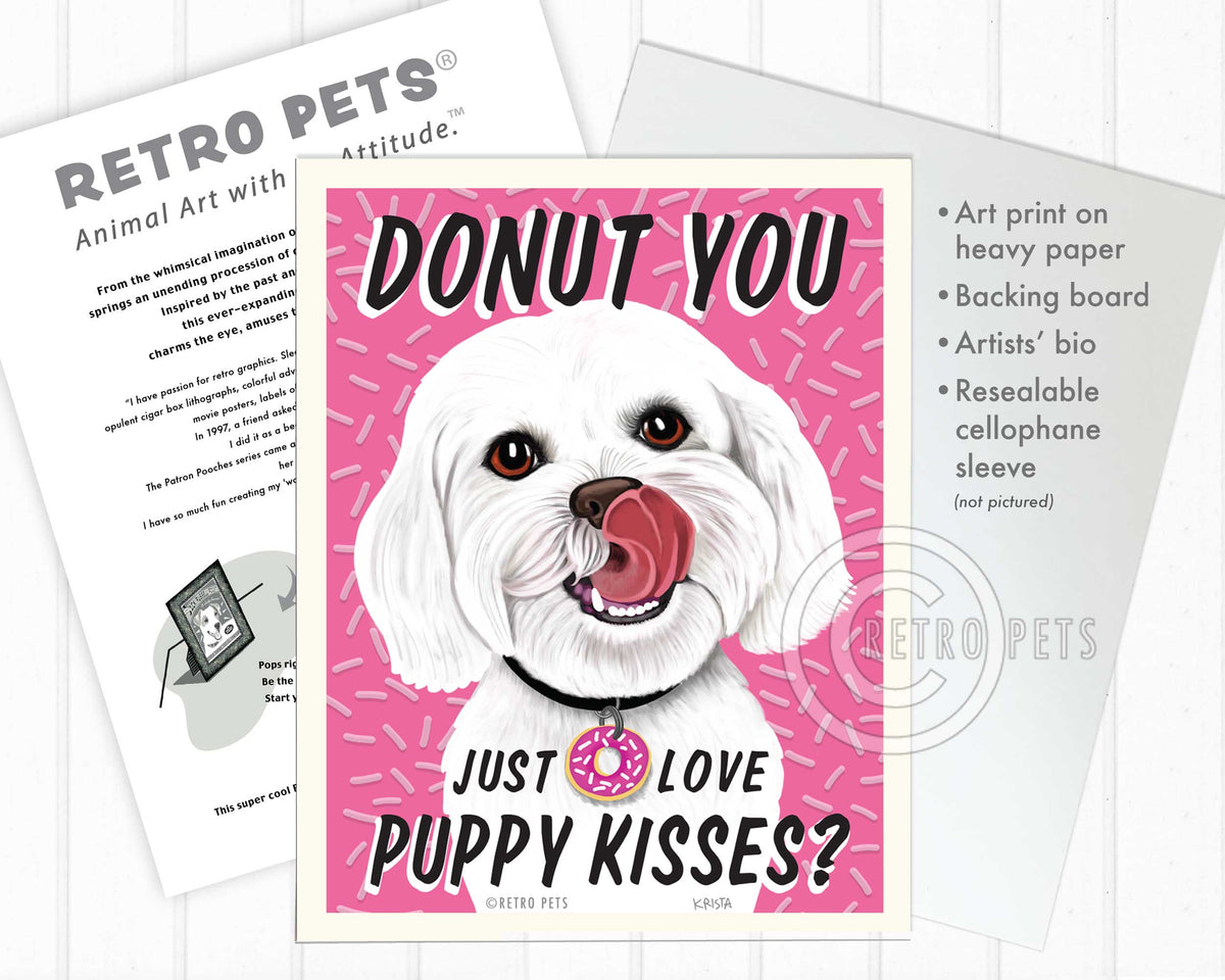 Pet White Maltese Art Stout | Maltese Art Pet Stout | Retro Pets Art