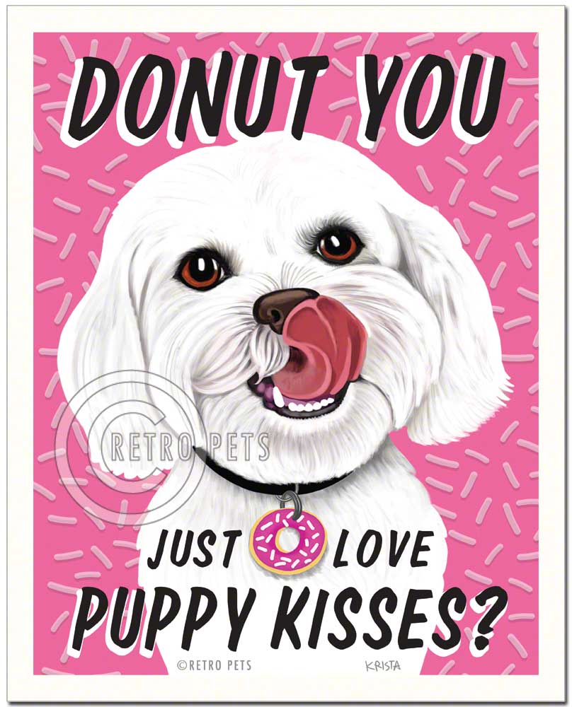 Pet White Maltese Art Stout | Maltese Art Pet Stout | Retro Pets Art