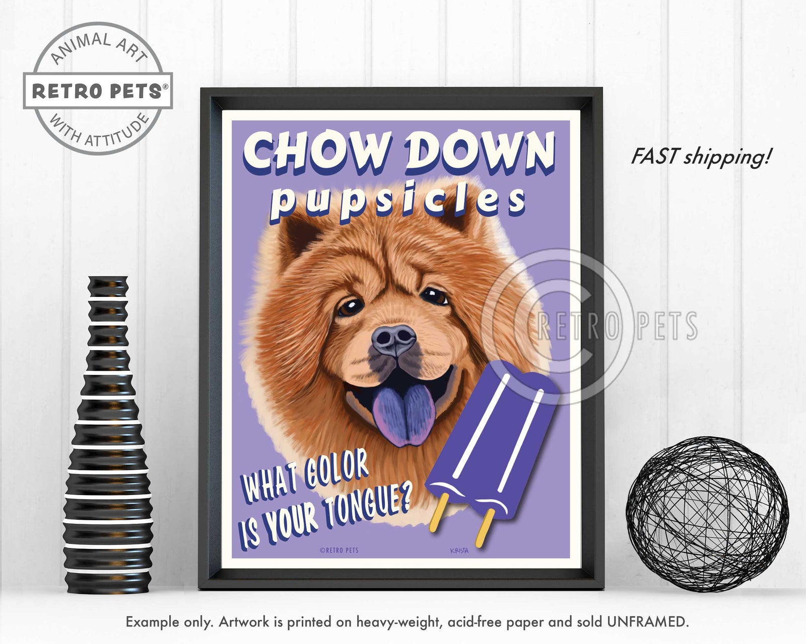 Chow Chow Art | Art Print by Krista Brooks | Retro Pets Art