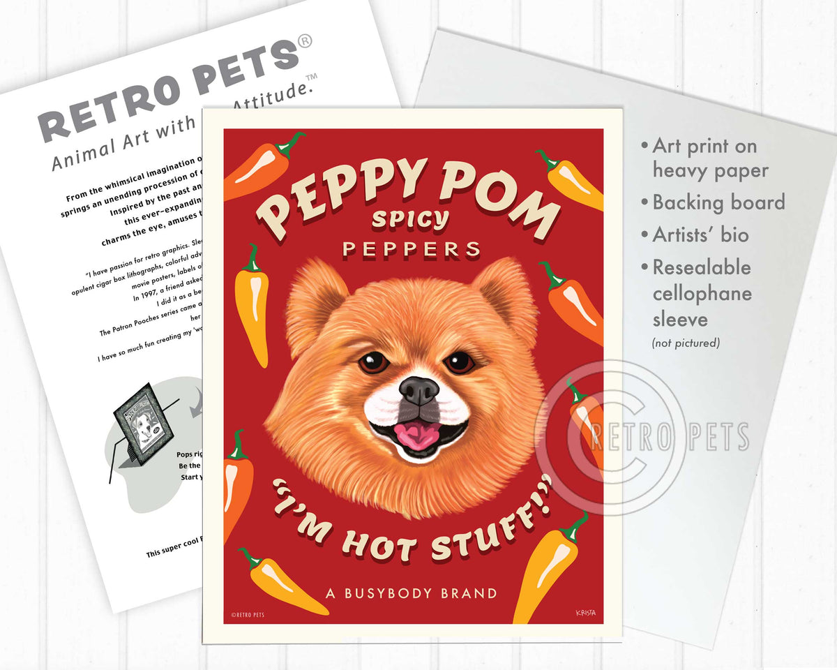 Pomeranian Art "Peppy Pom" Art Print by Krista Brooks