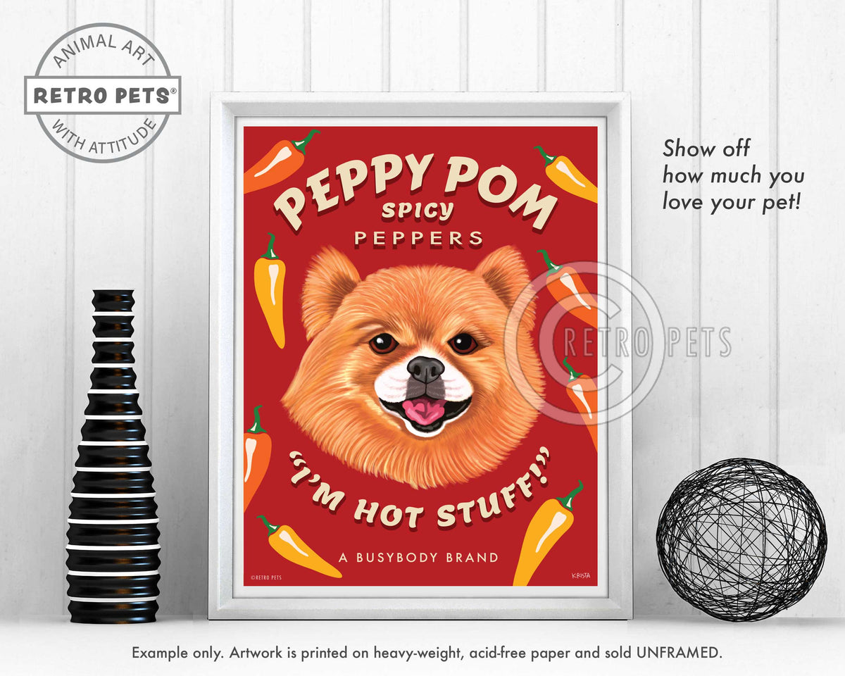 Pomeranian Art "Peppy Pom" Art Print by Krista Brooks