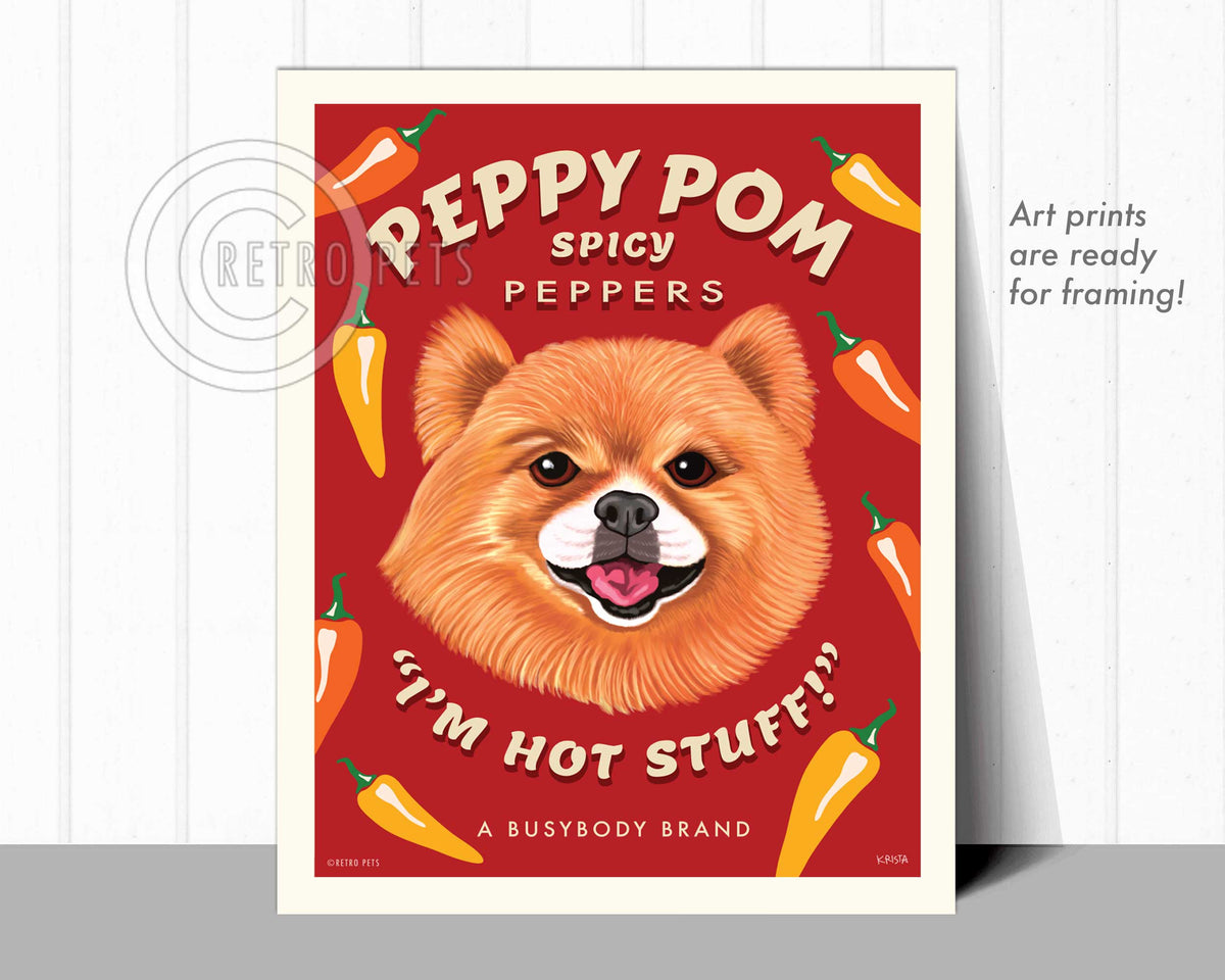 Pomeranian Art "Peppy Pom" Art Print by Krista Brooks