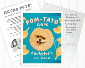 Pomeranian Art "Pom-Tato Chips" Art Print by Krista Brooks