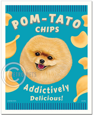 Pomeranian Art "Pom-Tato Chips" Art Print by Krista Brooks