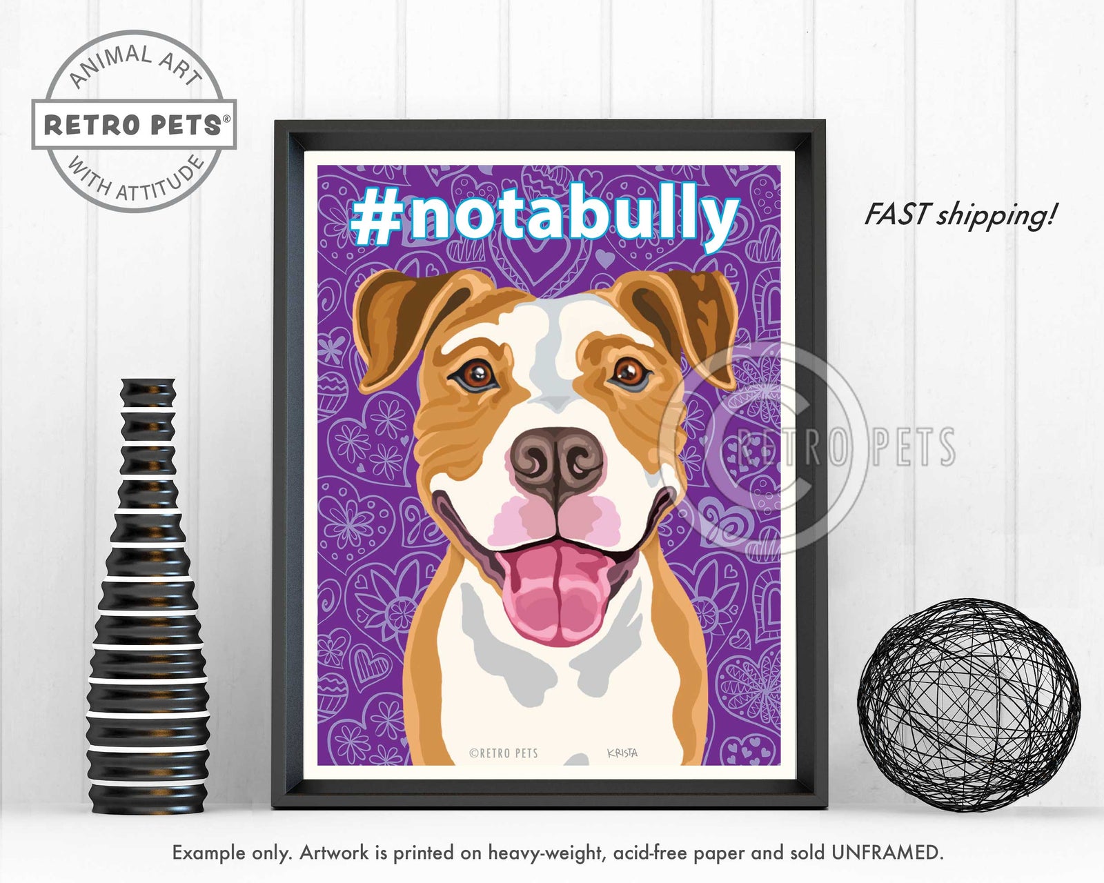 Notabully Pitbull Terrier Art | Notabully Pitbull Art | Retro Pets Art